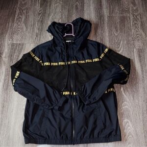 Victorias Secret PINK Black And Gold Windbreaker. Great Condition. Sz XS